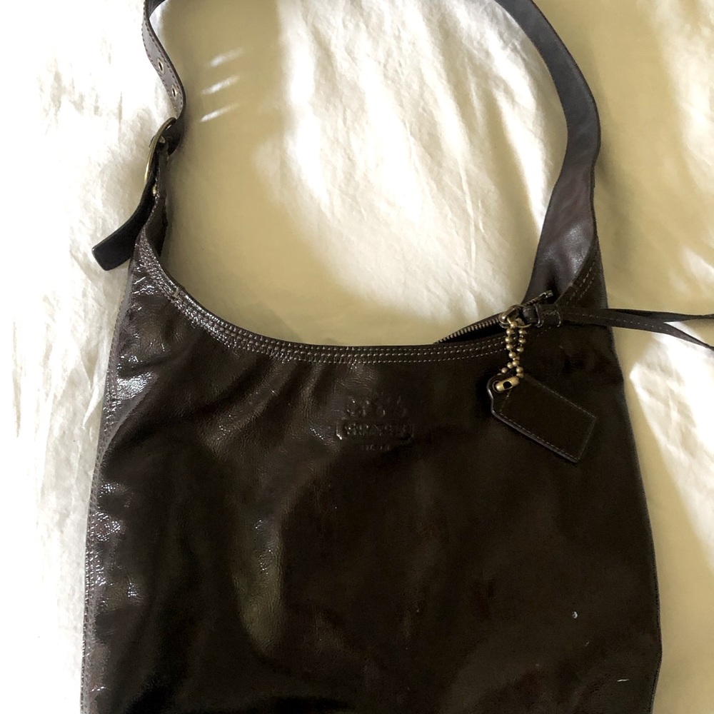 Vintage Coach shoulder/ crossbody patent burgundy brown